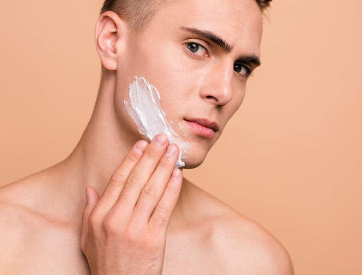 Skincare for Men: A Beginner's Perspective, Cropped,Portrait,Of,Handsome,,Attractive,Man,Smearing,Foam,For,Shave